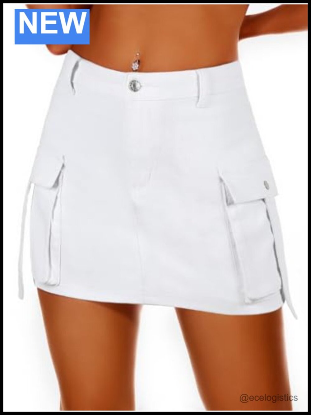High Waisted Denim Mini Skirt with Pockets Y2K Cargo